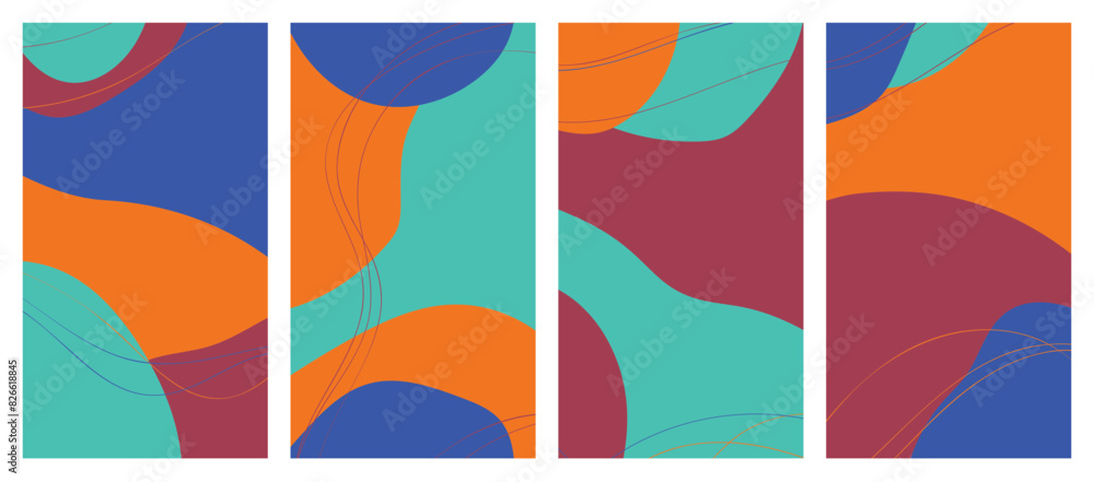 Minimalist abstract hand drawn set background.