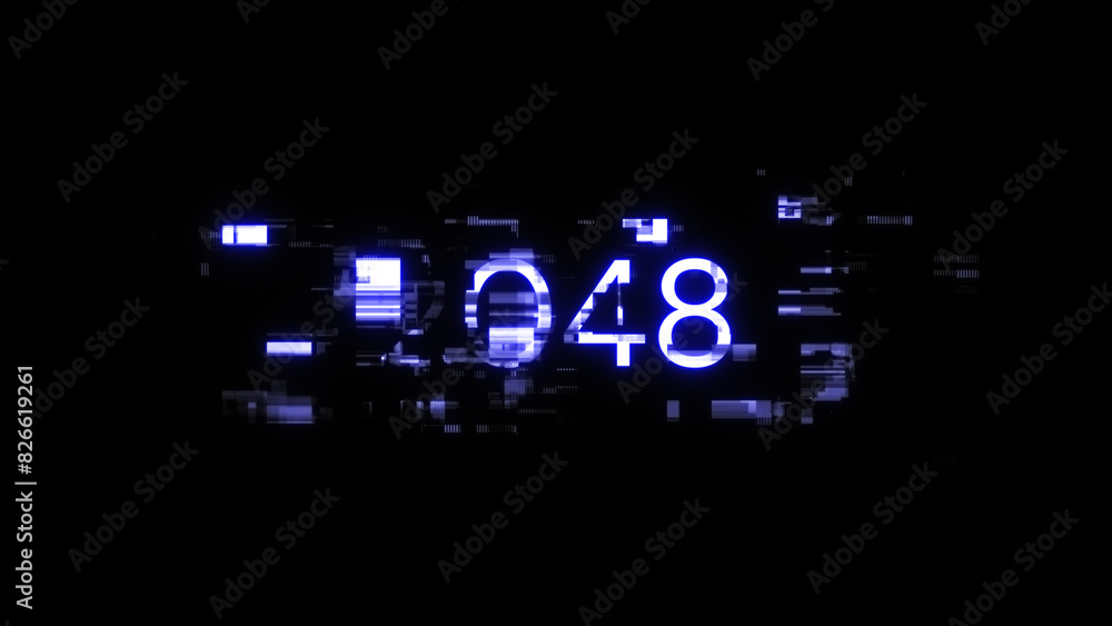 3D rendering 2048 text with screen effects of technological glitches 3D rendering 2048 text with screen effects of technological glitches