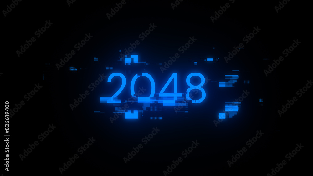 3D rendering 2048 text with screen effects of technological glitches 3D rendering 2048 text with screen effects of technological glitches