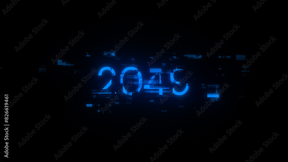 3D rendering 2049 text with screen effects of technological glitches 3D rendering 2049 text with screen effects of technological glitches