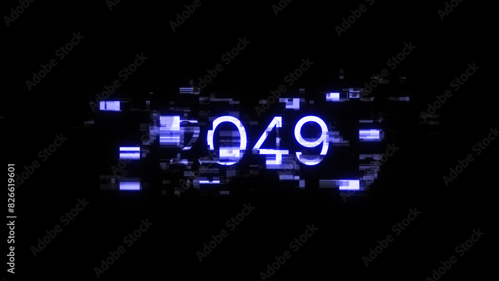 3D rendering 2049 text with screen effects of technological glitches 3D rendering 2049 text with screen effects of technological glitches