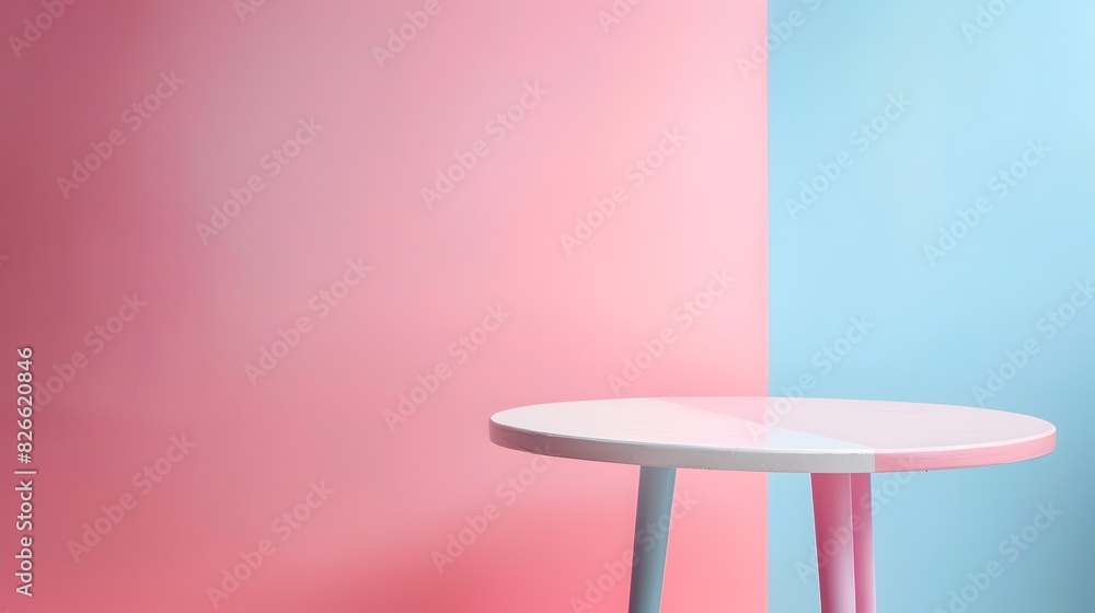Clean White Table with Pastel Backdrop for Product Display and Concept Presentation Clean White Table with Pastel Backdrop for Product Display and Concept Presentation