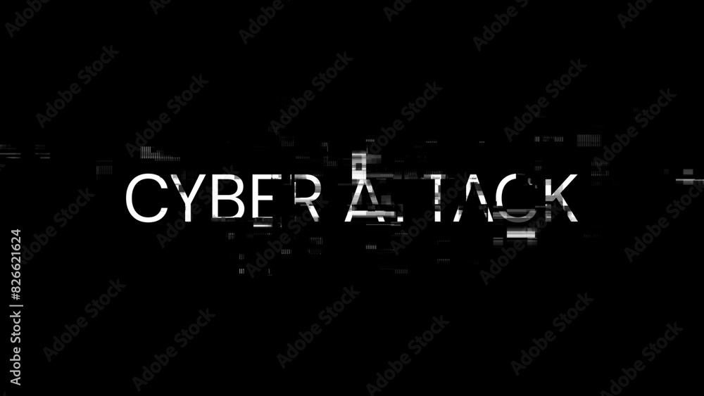 3D rendering cyber attack text with screen effects of technological glitches 3D rendering cyber attack text with screen effects of technological glitches