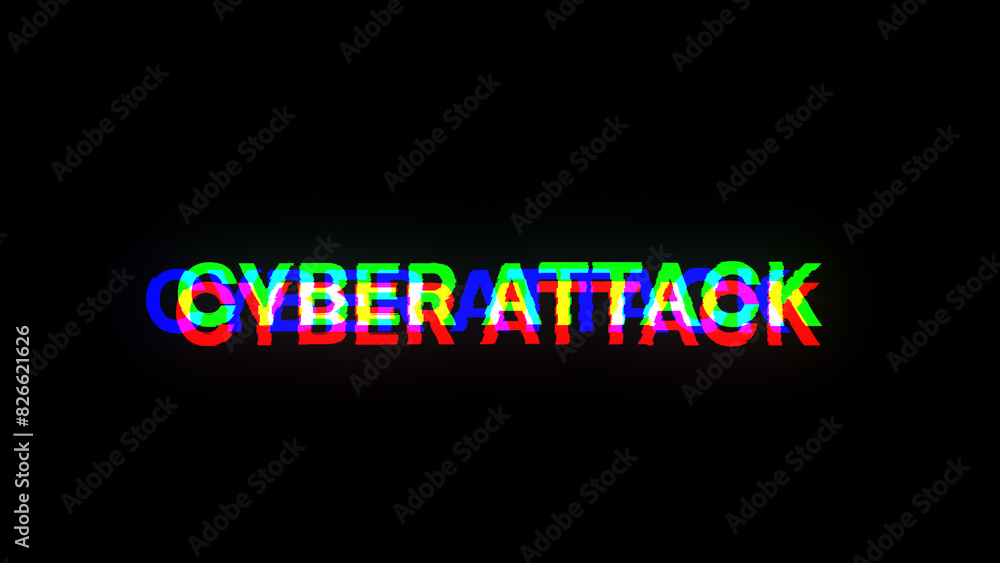 3D rendering cyber attack text with screen effects of technological glitches 3D rendering cyber attack text with screen effects of technological glitches