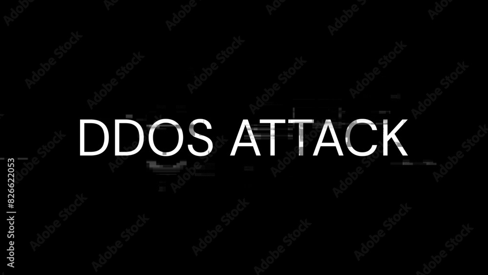 3D rendering ddos attack text with screen effects of technological glitches 3D rendering ddos attack text with screen effects of technological glitches