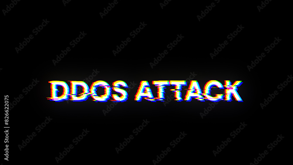 Obraz premium 3D rendering ddos attack text with screen effects of technological glitches
