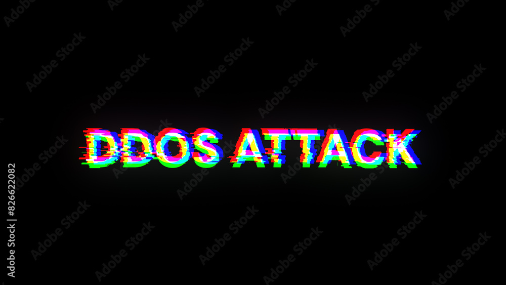 Fototapeta premium 3D rendering ddos attack text with screen effects of technological glitches