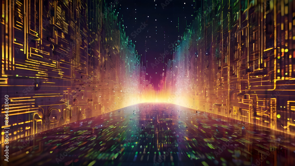 Obraz premium cybernetic digital data space system.