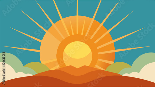 The sun slowly rising higher in the sky symbolizing the rising of Christ and bringing light to a new day and a new beginning.. Vector illustration