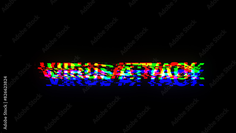3D rendering virus attack text with screen effects of technological glitches 3D rendering virus attack text with screen effects of technological glitches