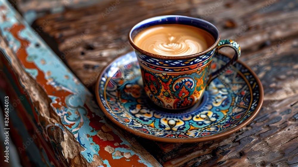 Aromatic and Intricate Turkish Coffee Cup in a Cozy Cultural Setting Aromatic and Intricate Turkish Coffee Cup in a Cozy Cultural Setting