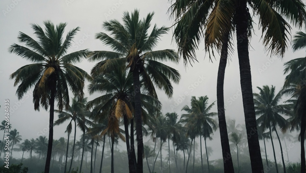 Palm Trees Battling the Hurricane Winds Palm Trees Battling the Hurricane Winds