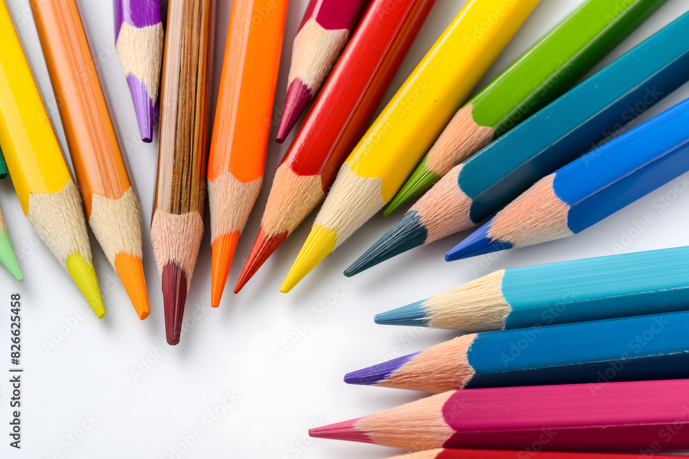 Vibrant Assortment of Colored Pencils on a White Background