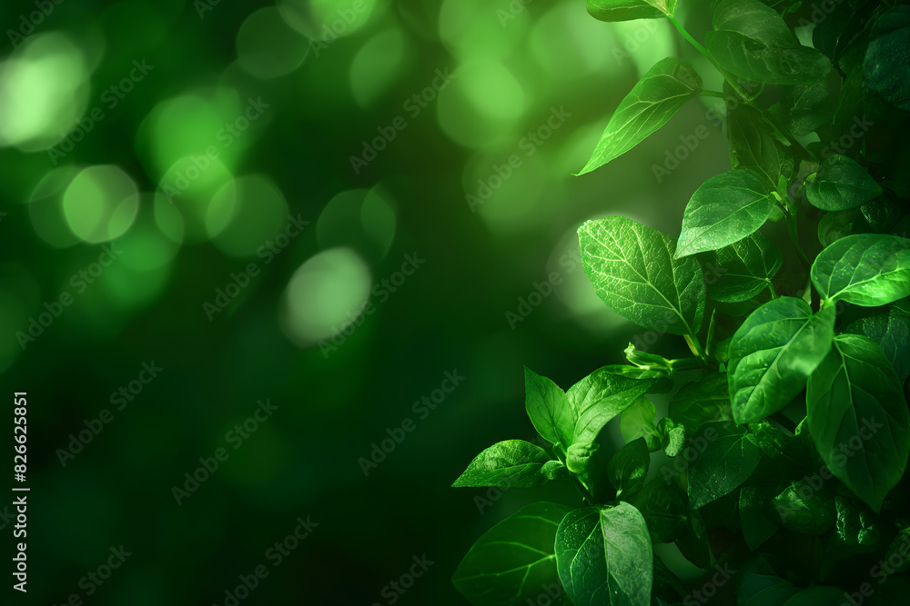 Vibrant Green Leaves Flourishing on a Branch in Soft Light Vibrant Green Leaves Flourishing on a Branch in Soft Light