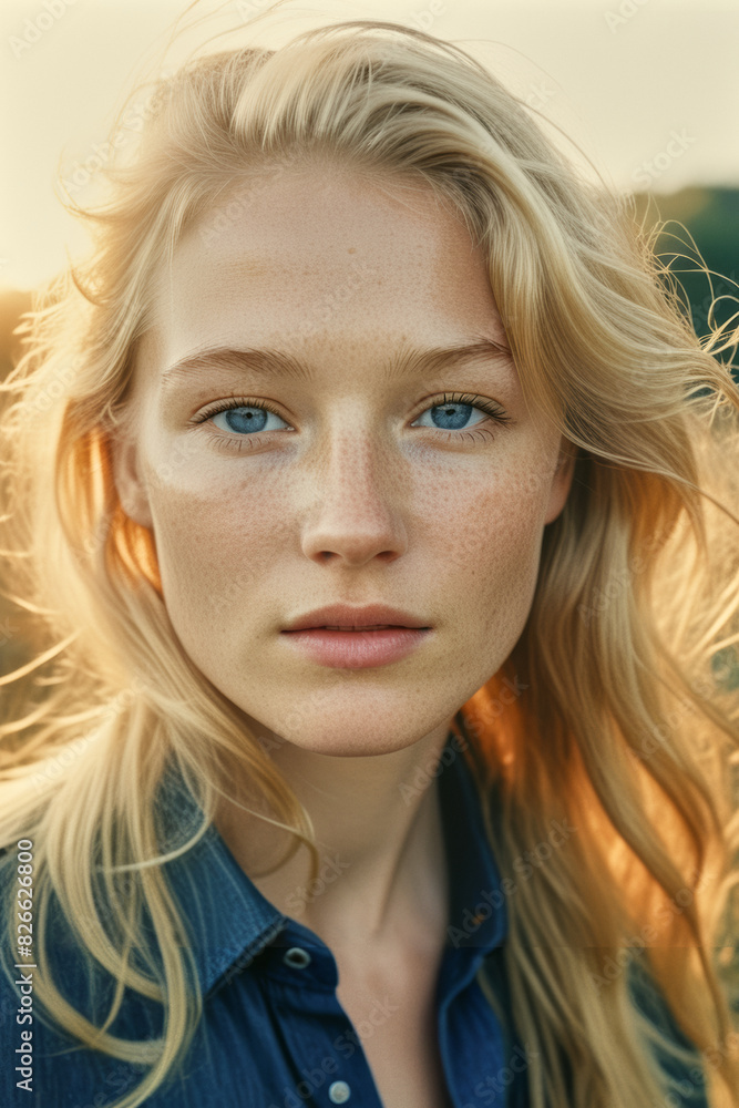 Fototapeta premium A headshot portrait of a beautiful young woman