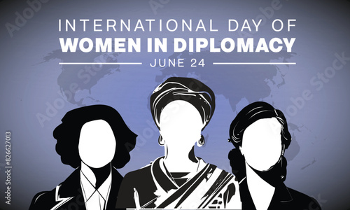 International Day of Women in Diplomacy design with silhouette of women. Vector illustration