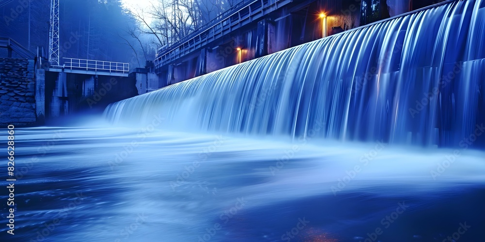 Hydroelectric power plant converts falling waters energy into
