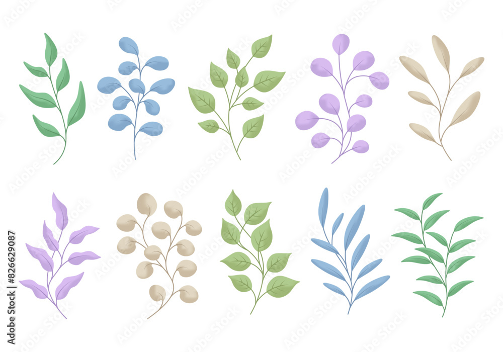 Set of colorful leaves design Set of colorful leaves design