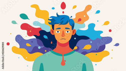 As the watercolor blends and spreads so do the complex feelings and thoughts being expressed.. Vector illustration