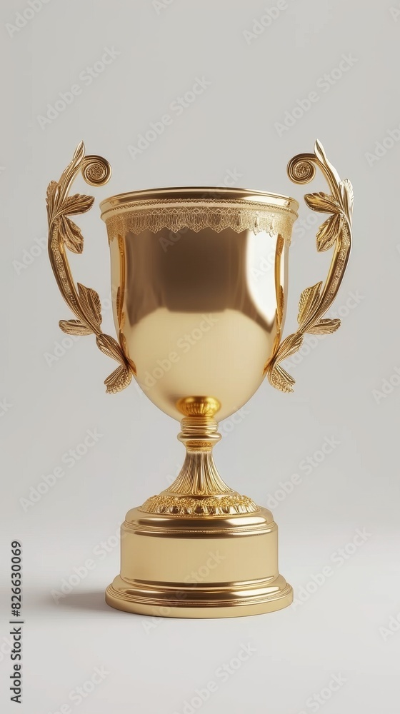 3D render of a golden trophy cup on white background 3D render of a golden trophy cup on white background
