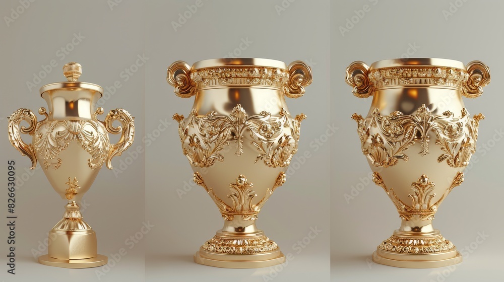 3D render of a golden trophy cup on white background 3D render of a golden trophy cup on white background