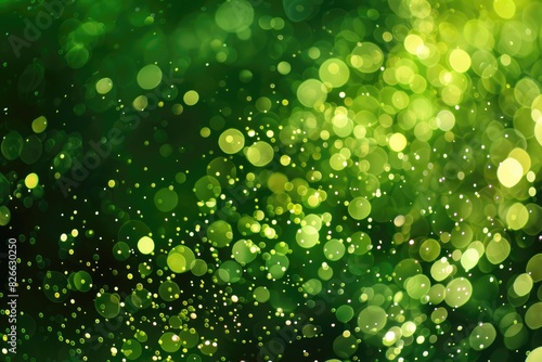 A mesmerizing image of green glitter particles on a solid green background, creating a cohesive and sparkling effect. photo