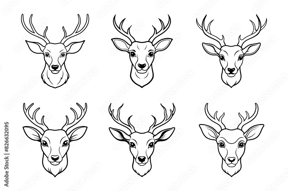 6 face of deer lineart vector 6 face of deer lineart vector