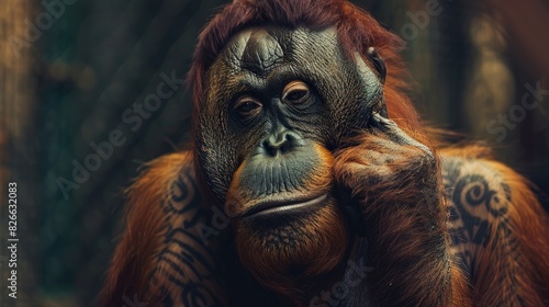 Orangutan Portrait at a Zoological Park