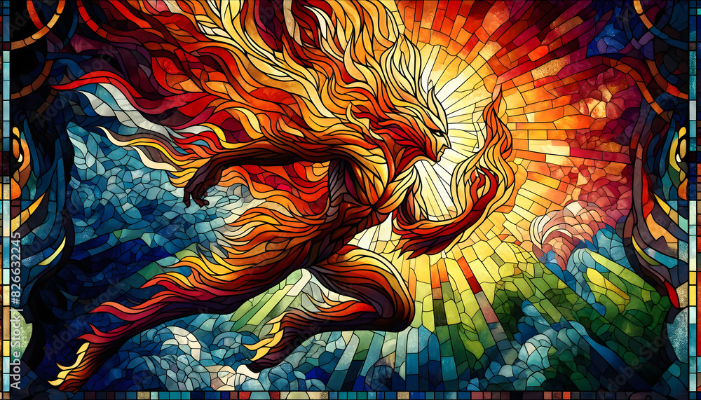 Stained glass fire monster Stained glass fire monster