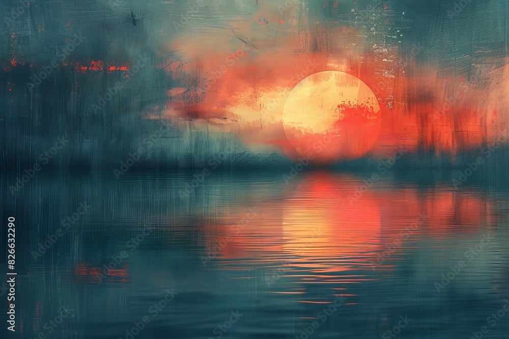 Vibrant sunset glow, abstract landscape, serene effect Vibrant sunset glow, abstract landscape, serene effect