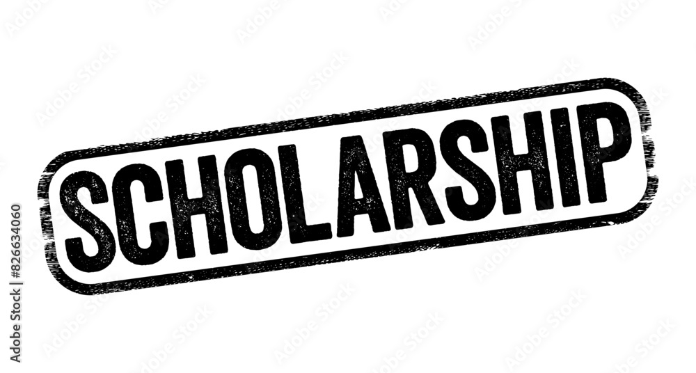 Scholarship is a form of financial aid awarded to students for further education, text stamp concept background