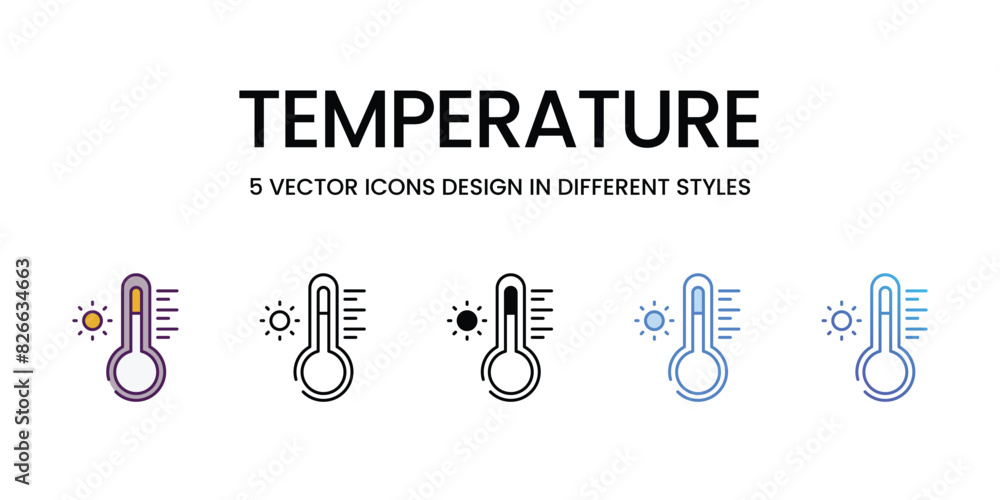 Fototapeta premium Temperature vector icons set stock illustration.