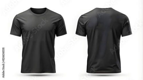 blank black t shirt mock up showing front and back