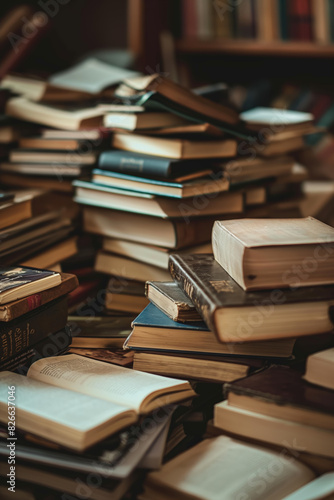 Selective focus on a stack of books © grape_vein