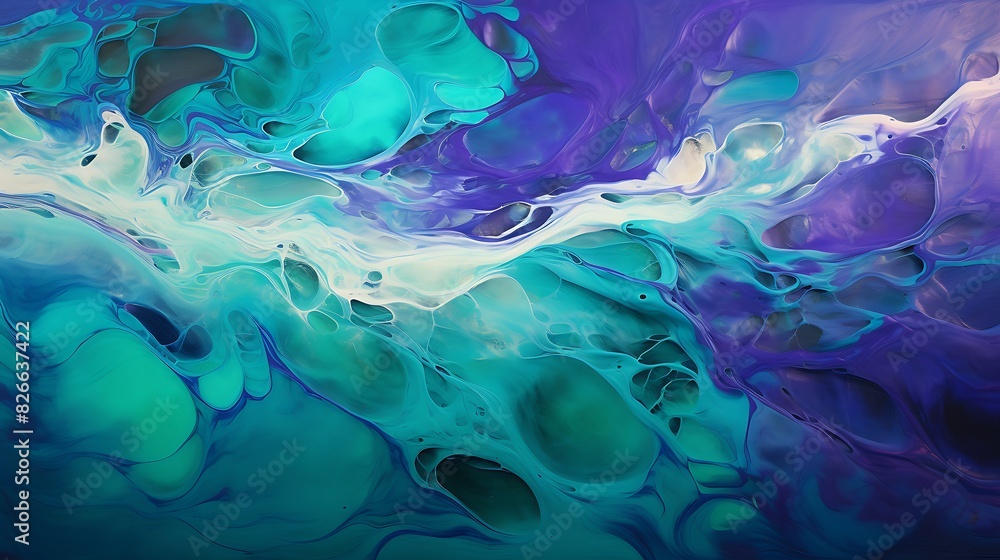 Liquid streams of ultraviolet and jade green cascading like a waterfall, creating a hypnotic, abstract landscape. Liquid streams of ultraviolet and jade green cascading like a waterfall, creating a hypnotic, abstract landscape.