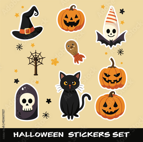Get into the spooky spirit with our hauntingly fun Halloween Sticker Set! This vector collection delivers a wicked assortment of icons celebrating the eerie excitement of All Hallows' Eve.