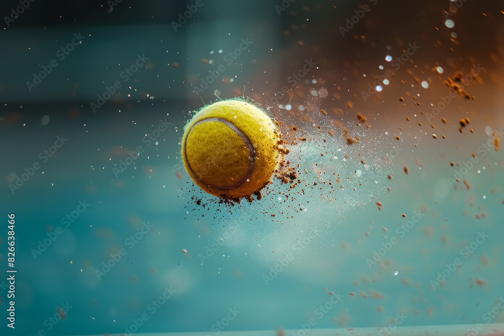 Dynamic Tennis Ball in Motion with Water Splashes