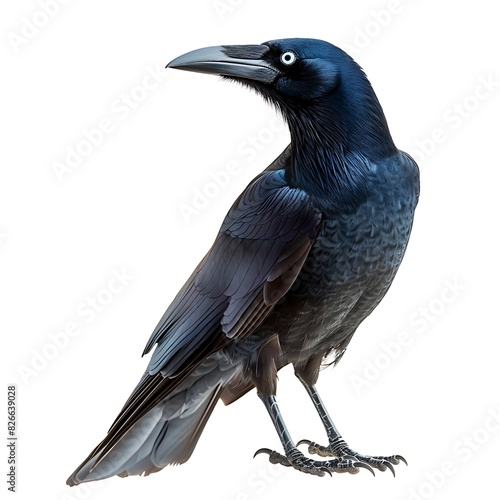 Rook, Corvus frugilegus, black bird, illustration isolated on white background photo