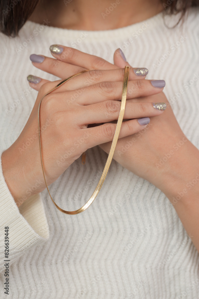 Fototapeta premium Gold Simpal Necklace with young beautyful lady