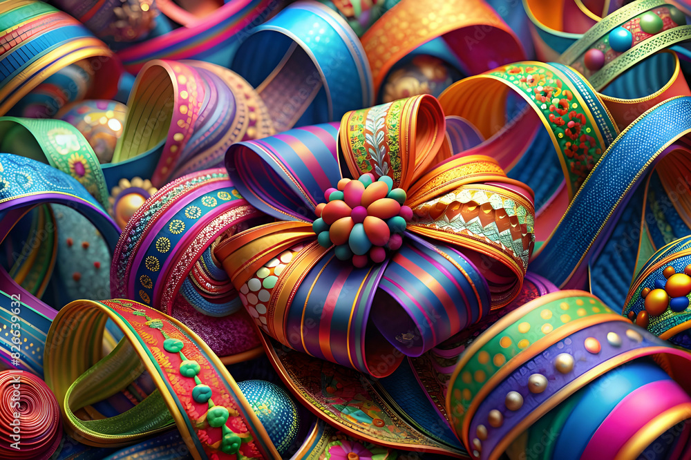 A stunning 3D rendering colored ribbon in a variety of styles, more unique and visually descriptive.