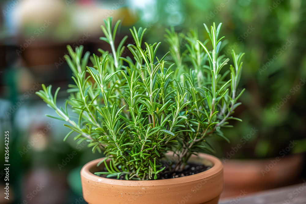 Close-up of potted rosemary on table Close-up of potted rosemary on table