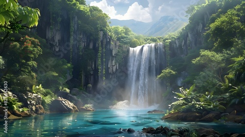 waterfall in the mountains