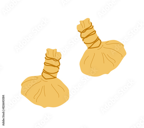 Herbal bags for Thai massage. Vector illustration on a white 