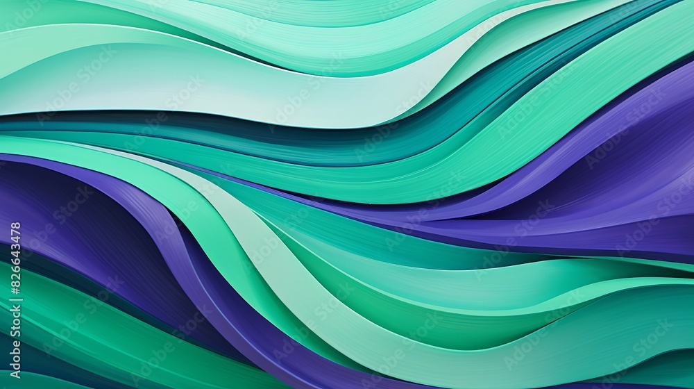 Abstract waves of ultraviolet and jade green undulating rhythmically, evoking a sense of tranquility and motion. Abstract waves of ultraviolet and jade green undulating rhythmically, evoking a sense of tranquility and motion.