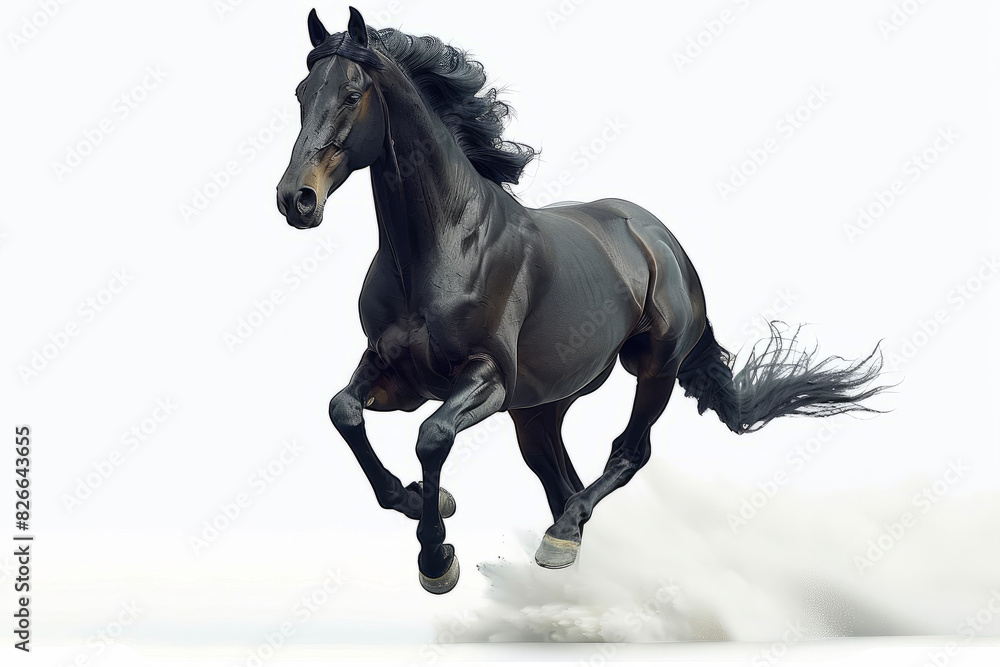 A galloping horse on a white background A galloping horse on a white background
