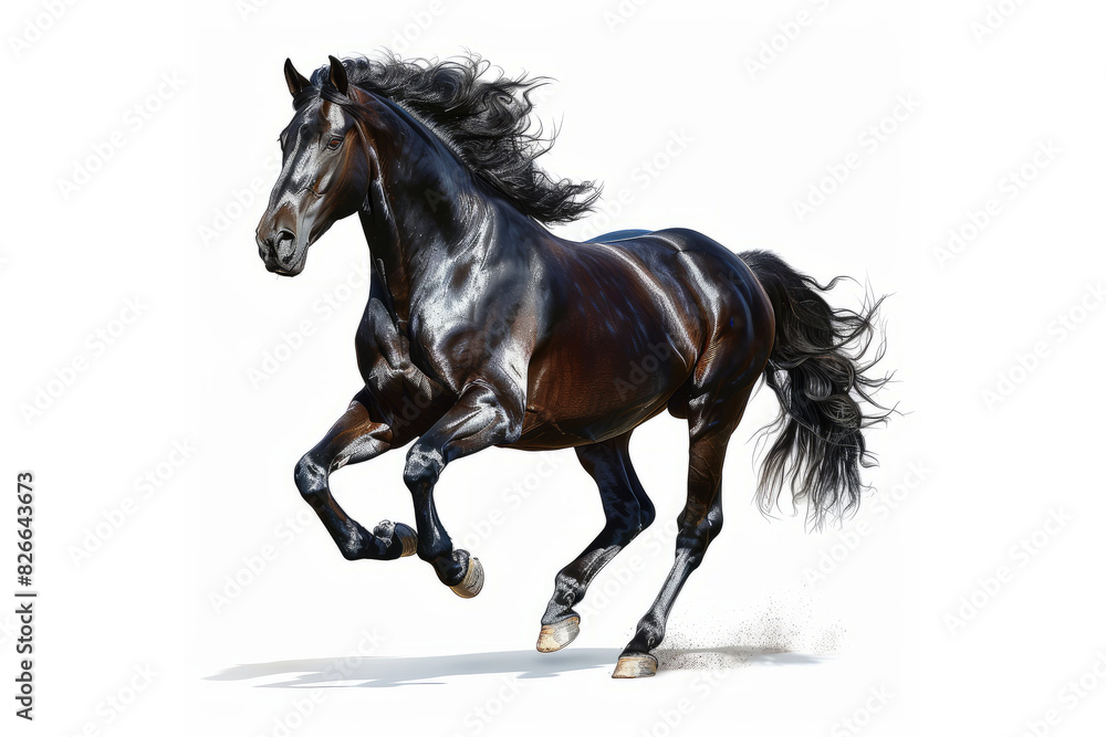 A galloping horse on a white background A galloping horse on a white background