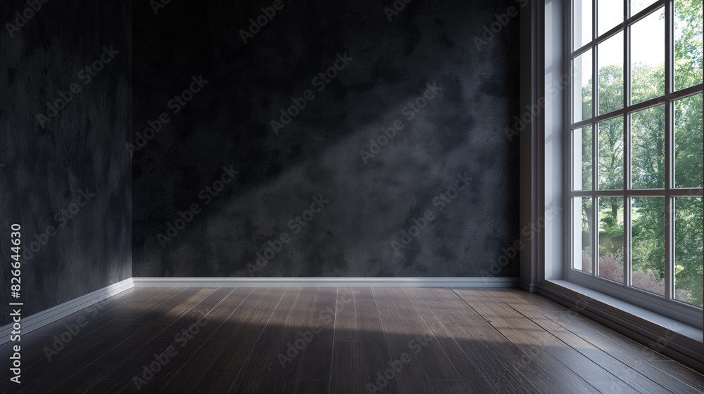 Contemporary room with a large window and shadows Contemporary room with a large window and shadows