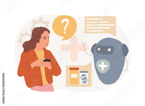 Chatbot in healthcare isolated concept vector illustration.