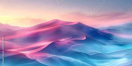 Abstract pink and blue dunes create a tranquil and smooth background. Concept Colorful Backgrounds  Tranquil Landscapes  Abstract Photography  Nature-Inspired Art  Surreal Landscapes