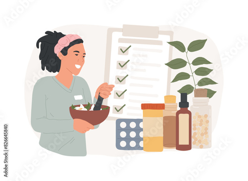 Homeopathy isolated concept vector illustration.